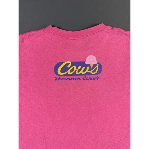 Rare Vintage Y2K Cows Ice Cream Art Painting Paint Splatter Pink Small Shirt - Picture 8 of 15